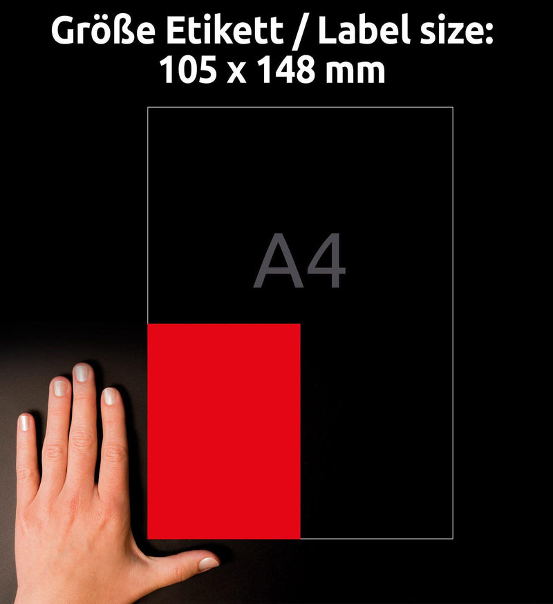AVERY Zweckform Etiketten 3456 rot 105,0 x 148,0 mm