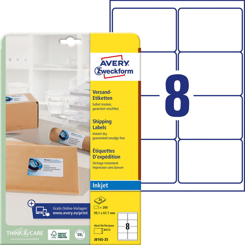 AVERY Zweckform Versandetiketten J8165-25 weiß 99,1 x 67,7 mm
