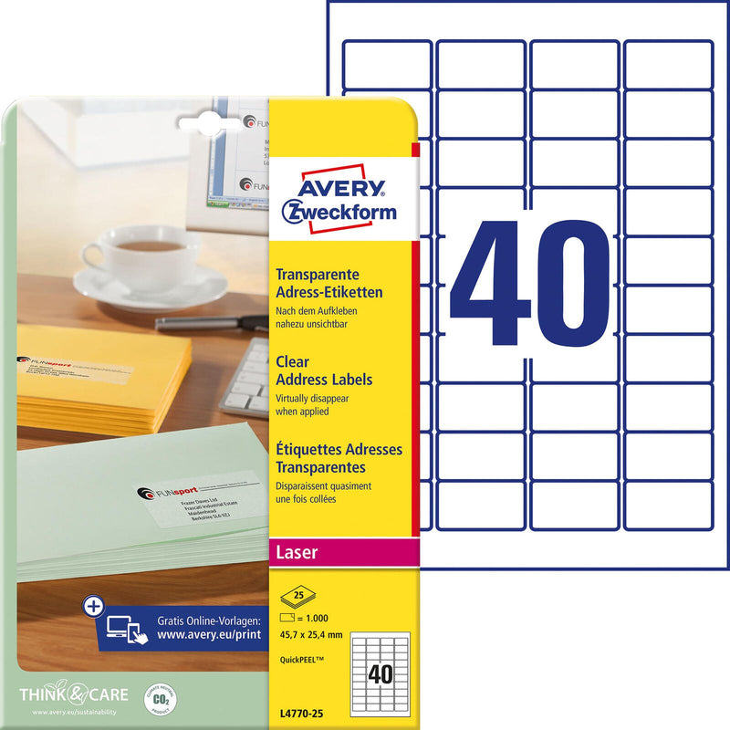 AVERY Zweckform Folien-Adressetiketten 45,7 x 25,4 mm