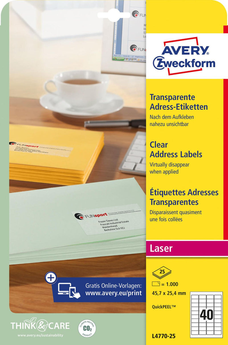 AVERY Zweckform Folien-Adressetiketten 45,7 x 25,4 mm