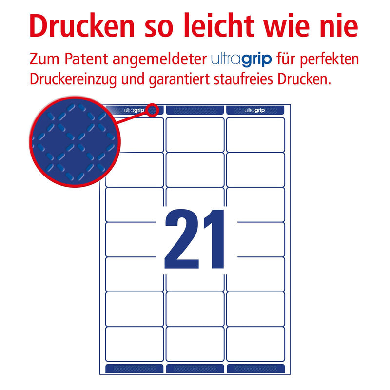 AVERY Zweckform Adressetiketten L7160-100 weiß 63,5 x 38,1 mm