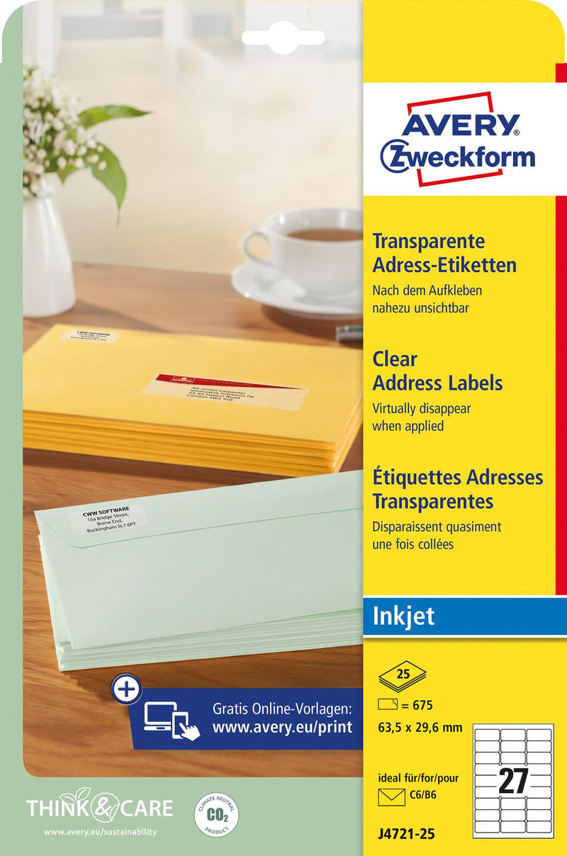 AVERY Zweckform Folien-Adressetiketten 63,5 x 29,6 mm