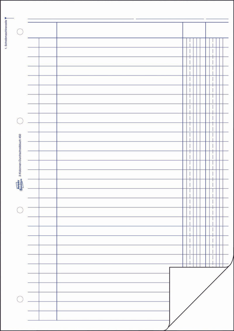 AVERY Zweckform Formularbuch Kolonnen-Durchschreibebuch DIN A4 2x 50 Seiten