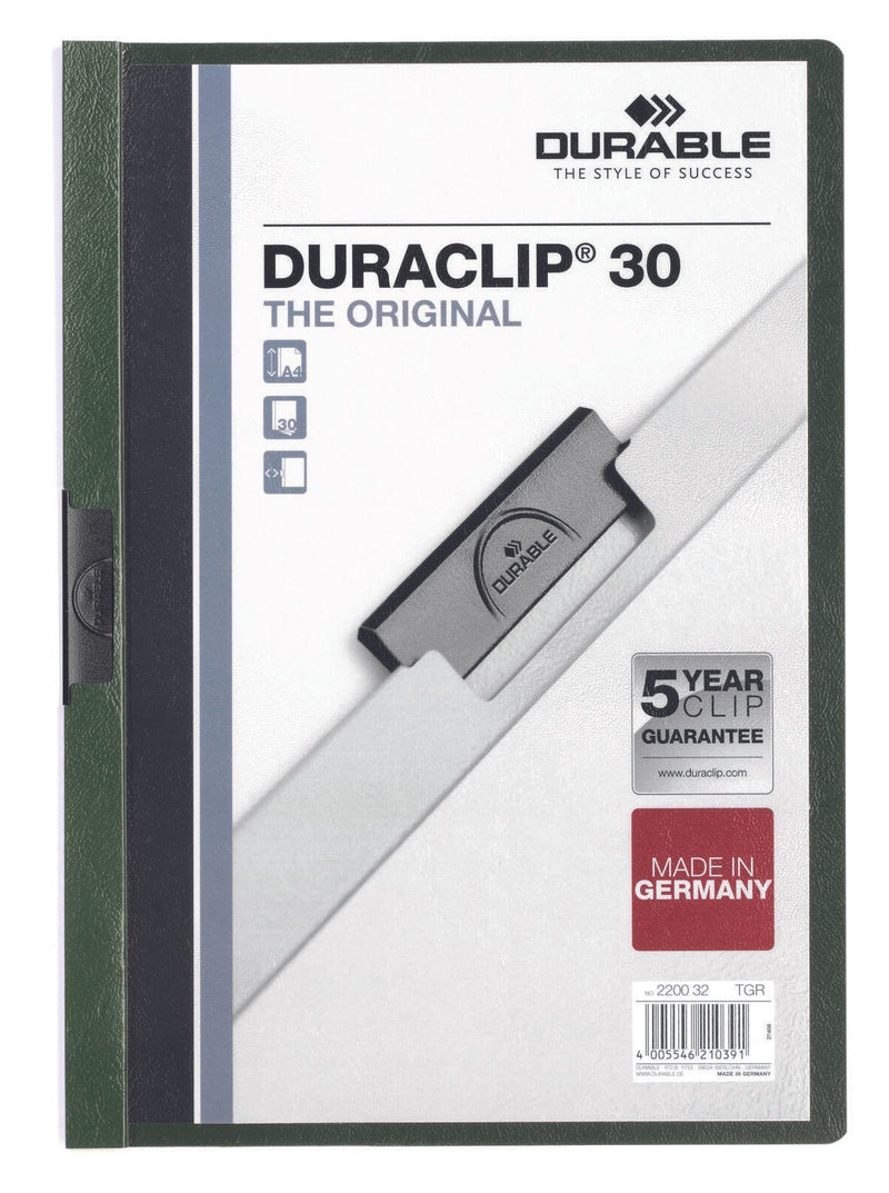 DURABLE Klemmhefter Duraclip DIN A4 dunkelgrün