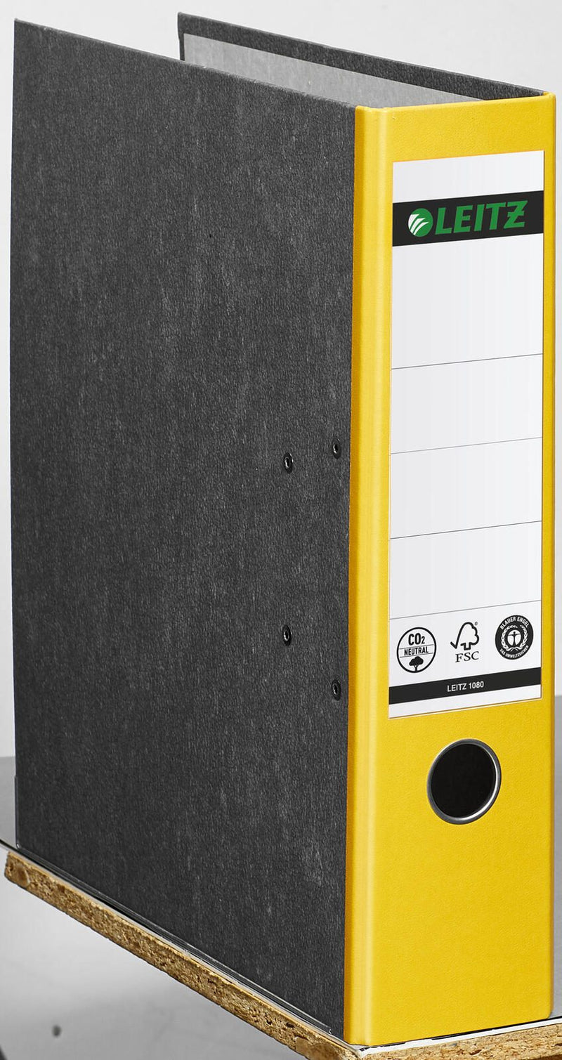 LEITZ Ordner Rückenbreite 8 cm DIN A4 Karton gelb marmoriert