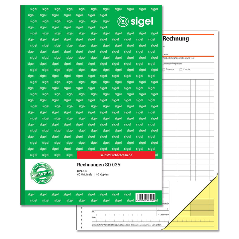SIGEL Formularbuch Rechnung DIN A4 2x 40 Seiten
