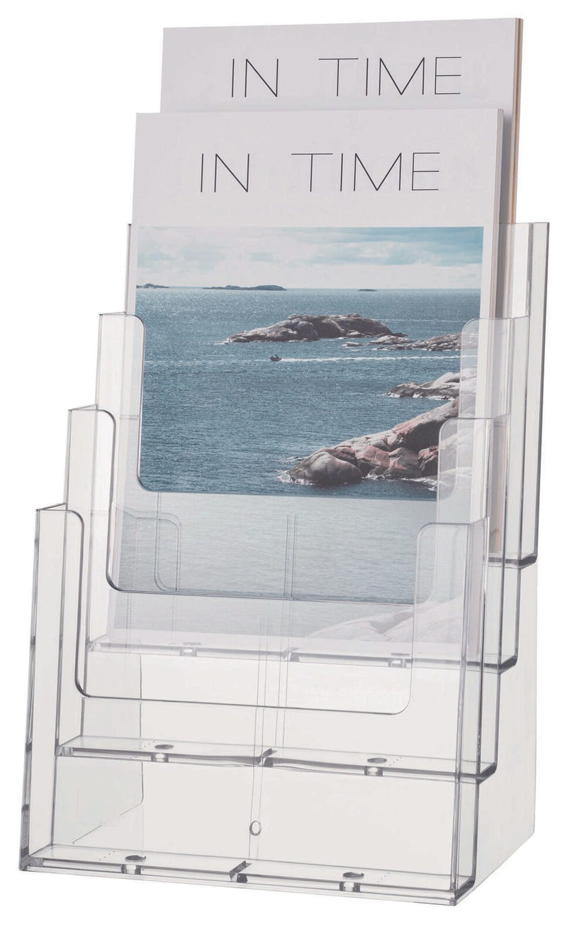 helit Tischprospekthalter DIN A4 4-Fach transparent