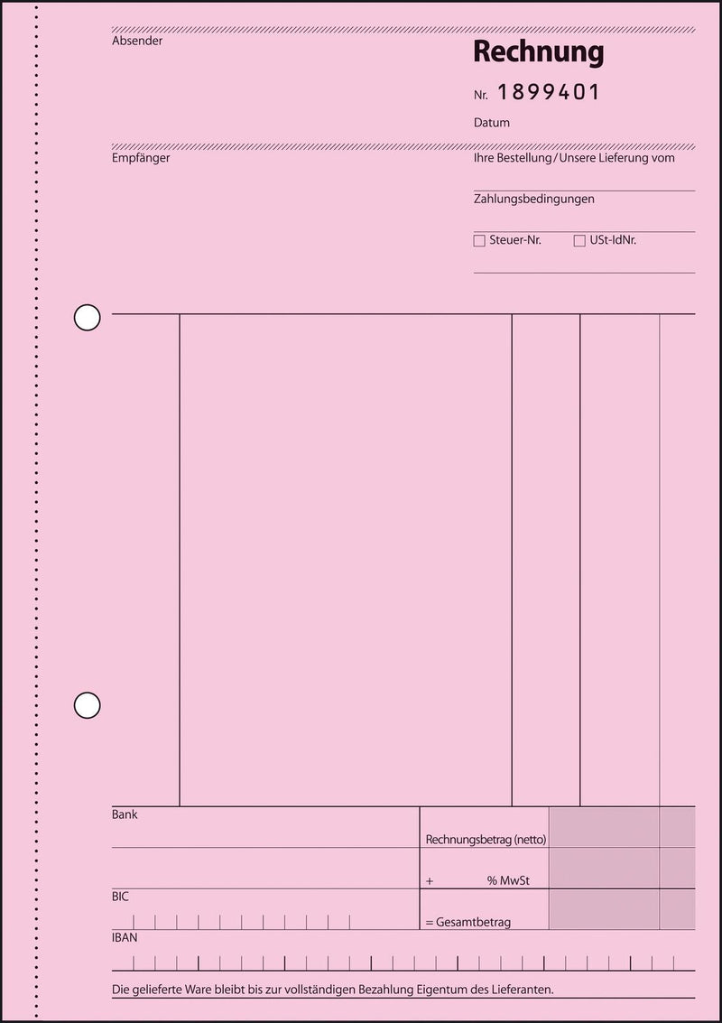 SIGEL Formularbuch Rechnung mit fortlaufenden Nummern DIN A5 3x 50 Seiten