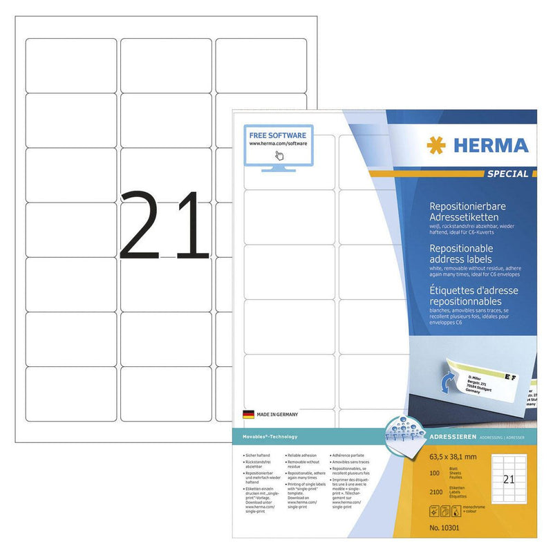 HERMA SPECIAL Adressetiketten weiß 63,5 x 38,1 mm