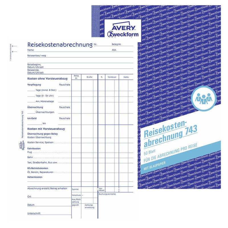 AVERY Zweckform Formularbuch Reisekostenabrechnung pro Reise DIN A5 1x 50 Seiten