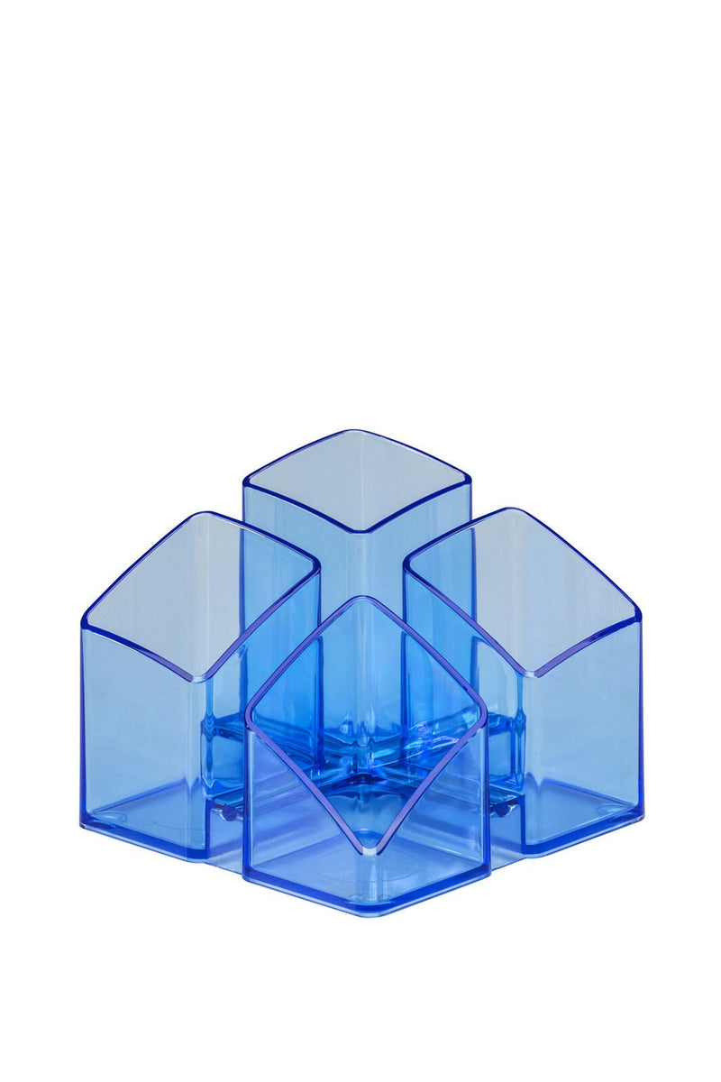 HAN SCALA Stiftehalter 12,5 x 12,5 x 10,0 cm blau-transparent
