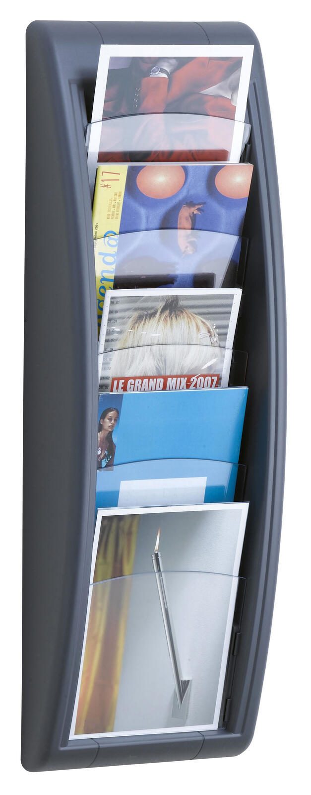 PAPERFLOW Kompakt Wandprospekthalter A5 5-Fach anthrazit