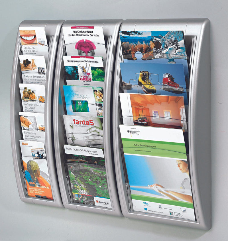 PAPERFLOW Kompakt Wandprospekthalter DIN A4 hoch 4-Fach anthrazit