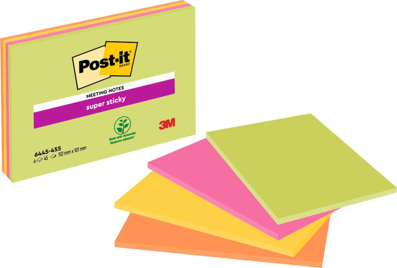 Post-it® Super Sticky Meeting Notes Haftnotizen 15,2 x 10,1 cm