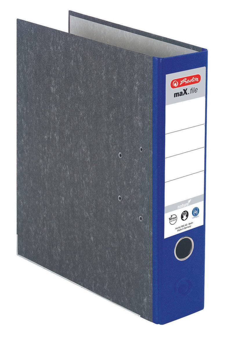 herlitz Ordner Rückenbreite 8 cm DIN A4 Karton blau marmoriert