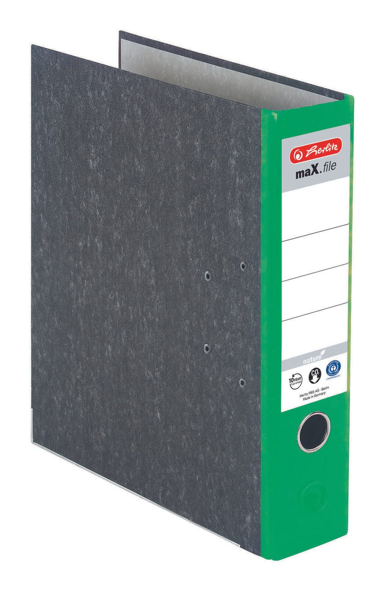 herlitz Ordner Rückenbreite 8 cm DIN A4 Karton grün marmoriert