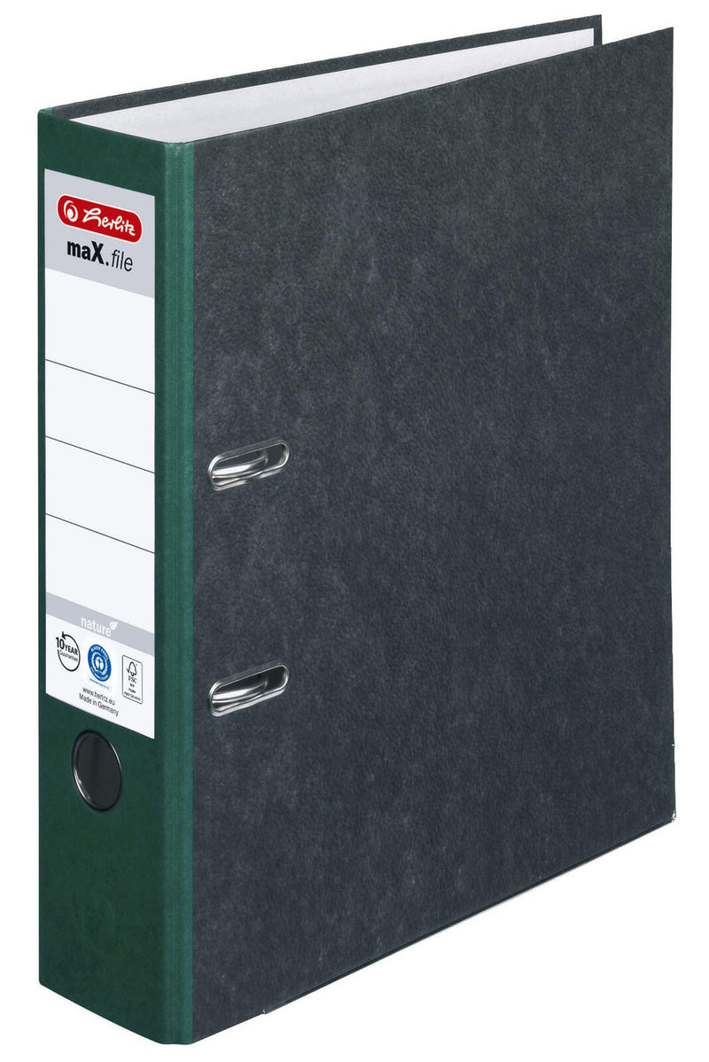 herlitz Ordner Rückenbreite 8 cm DIN A4 Karton grün marmoriert