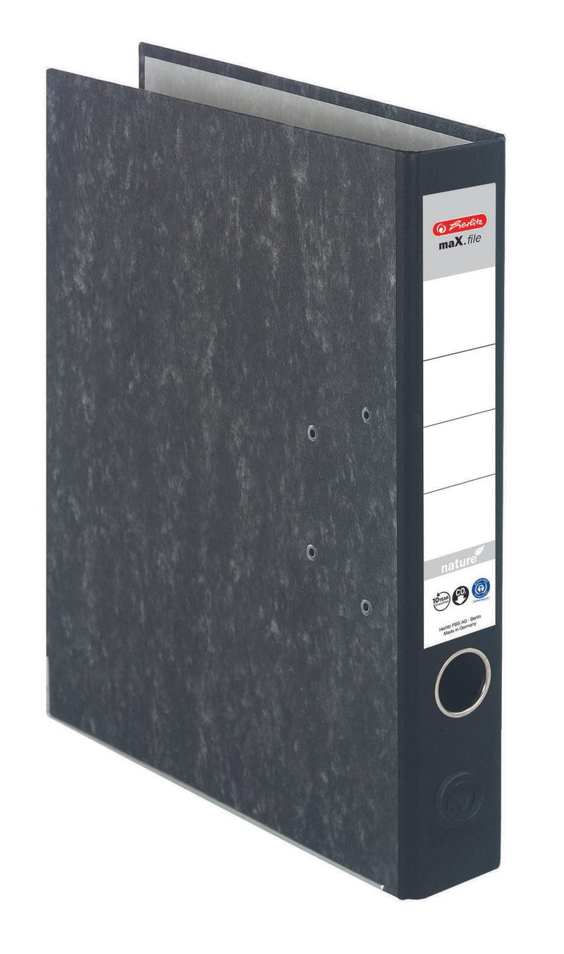 herlitz Ordner Rückenbreite 5 cm DIN A4 Karton schwarz marmoriert