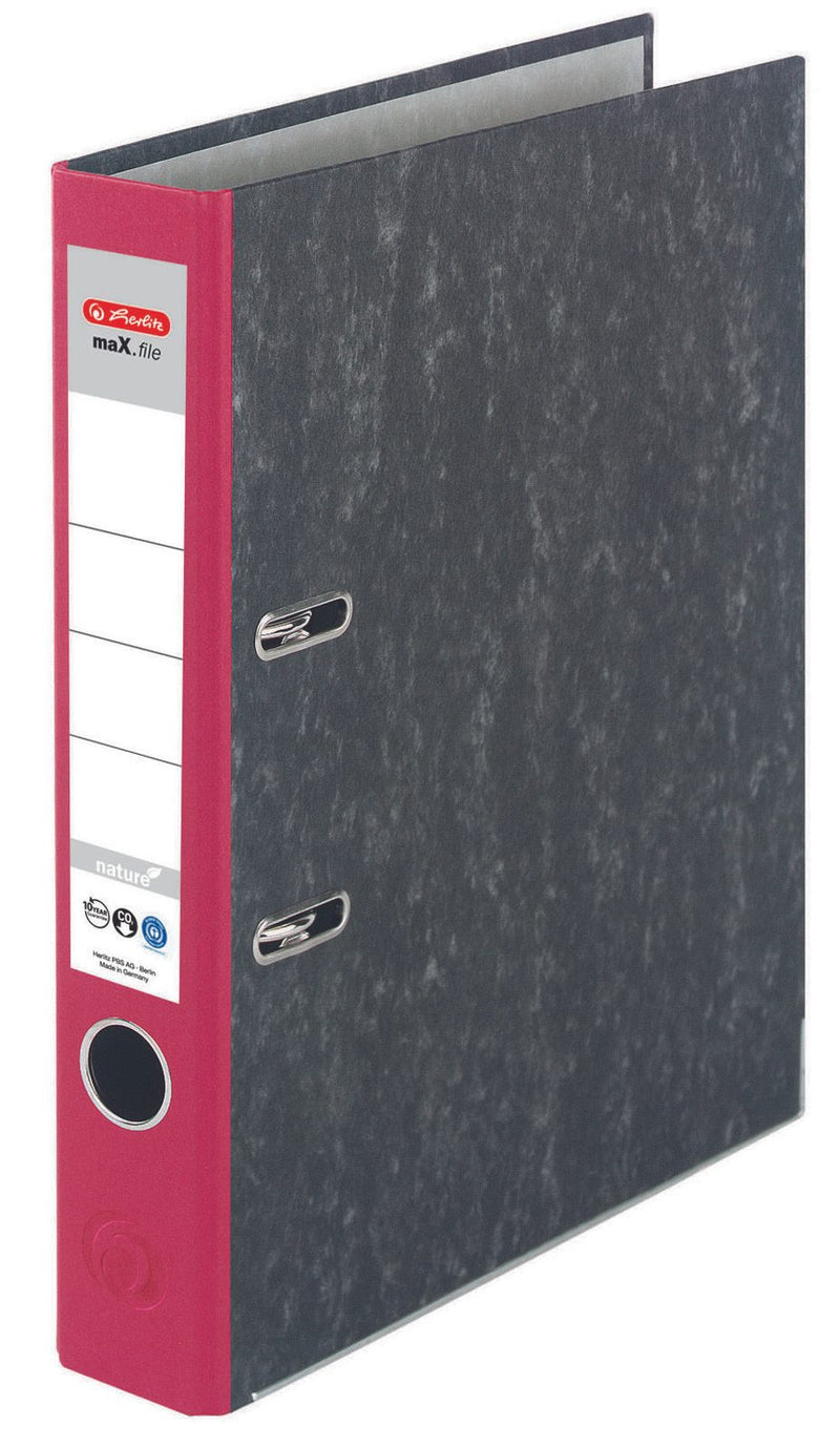 herlitz Ordner Rückenbreite 5 cm DIN A4 Karton rot marmoriert