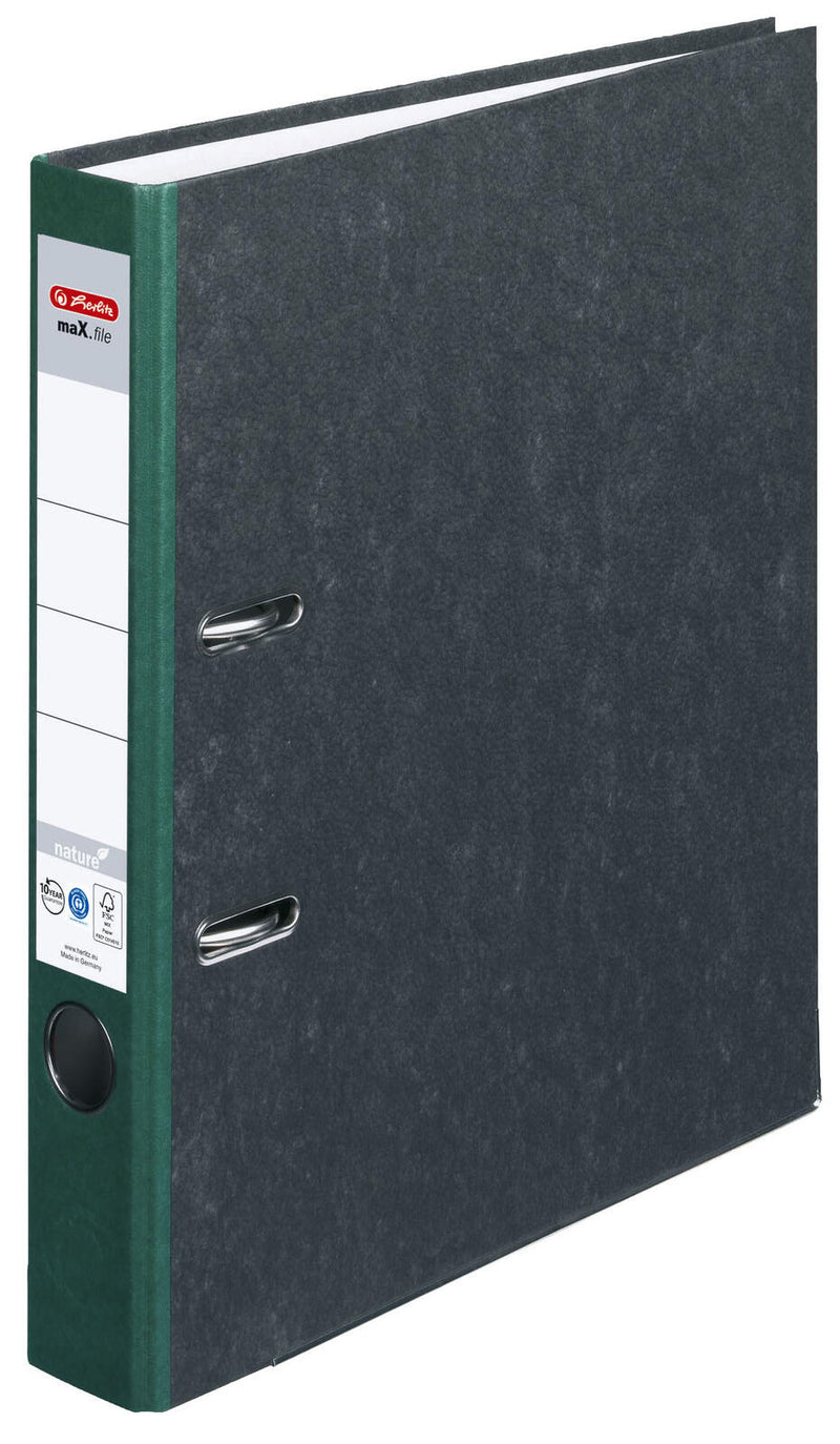 herlitz Ordner Rückenbreite 5 cm DIN A4 Karton grün marmoriert