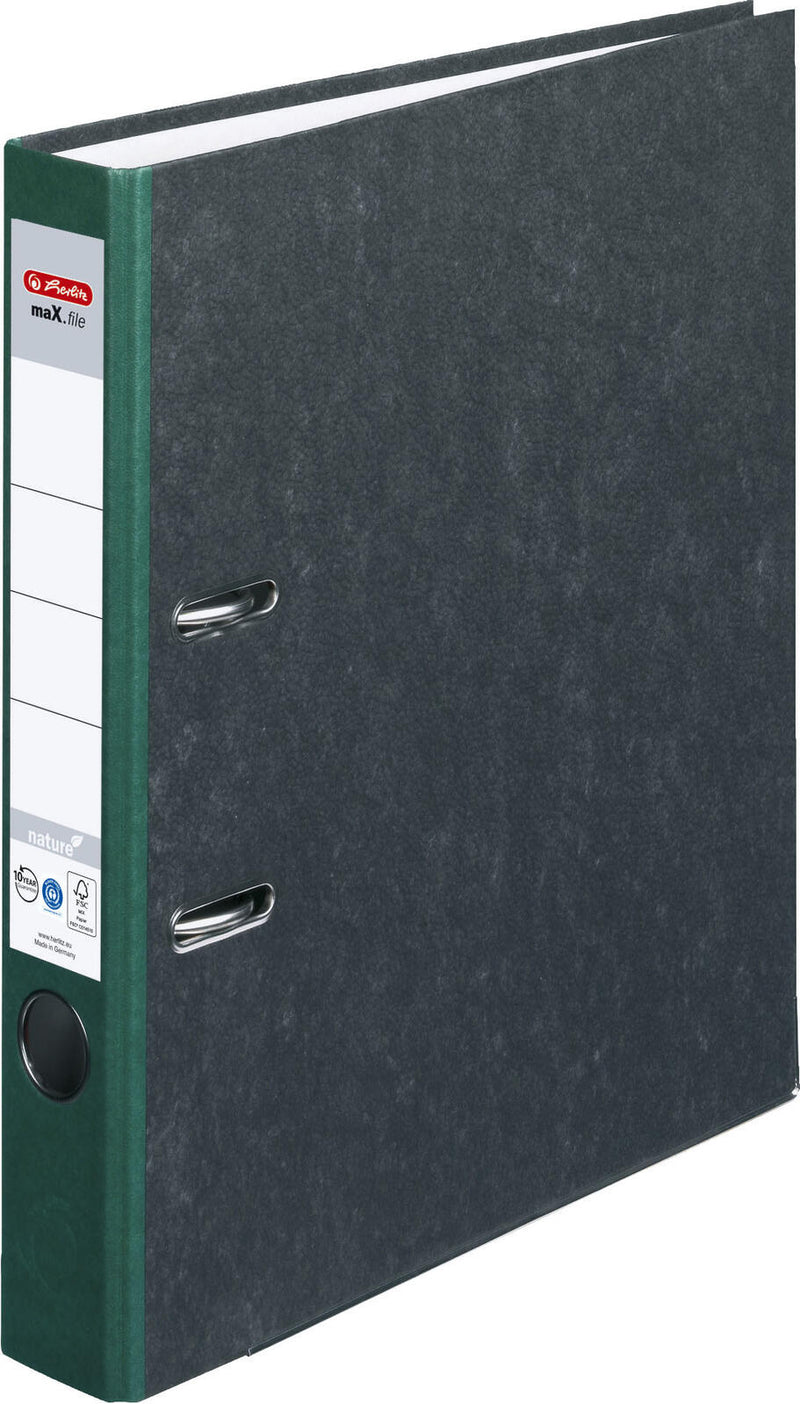 herlitz Ordner Rückenbreite 5 cm DIN A4 Karton grün marmoriert