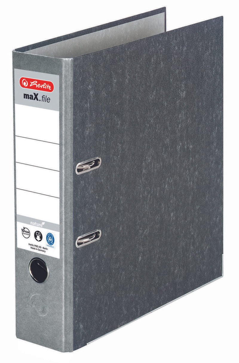 herlitz Ordner Rückenbreite 8 cm DIN A4 Karton grau marmoriert