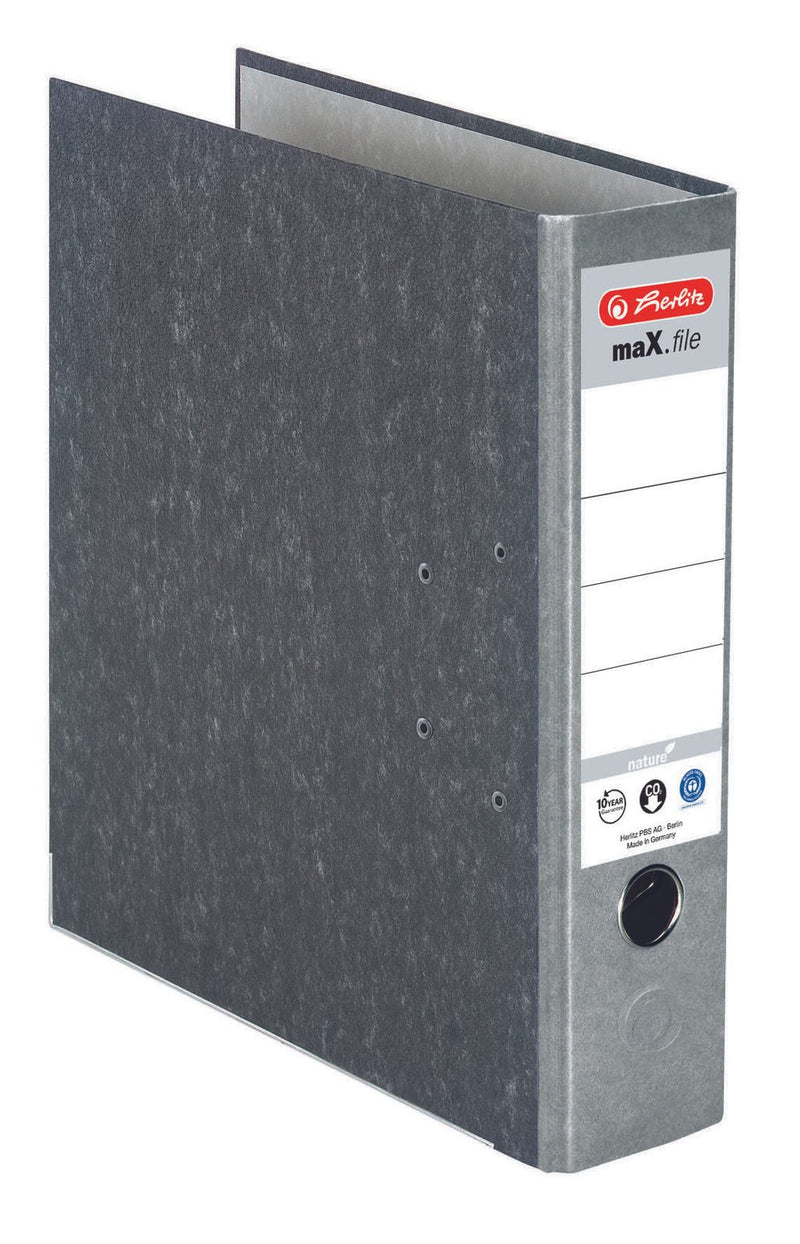 herlitz Ordner Rückenbreite 8 cm DIN A4 Karton grau marmoriert