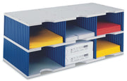 styro Styrodoc Jumbo Grundeinheit Sortierstation DIN C4 6 -Fach grau/blau