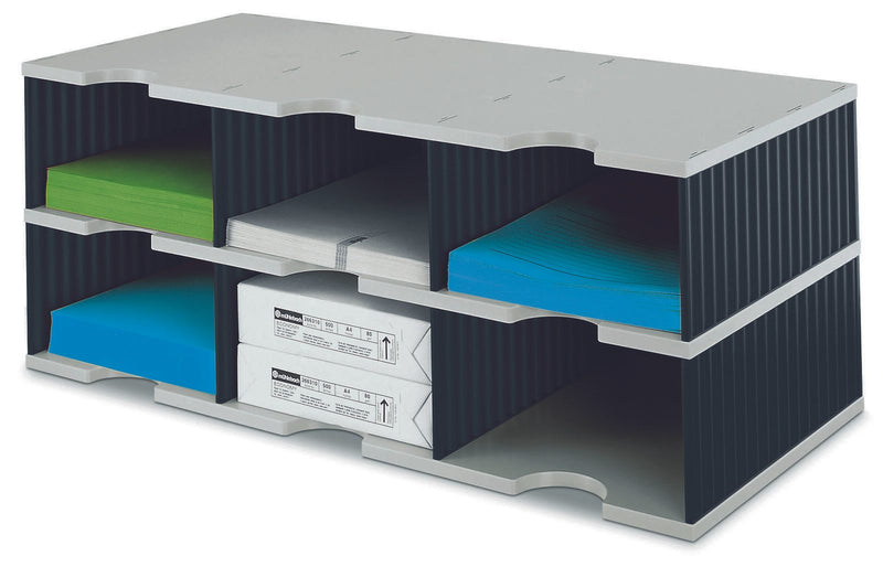 styro Styrodoc Jumbo Grundeinheit Sortierstation DIN C4 6 -Fach grau/schwarz