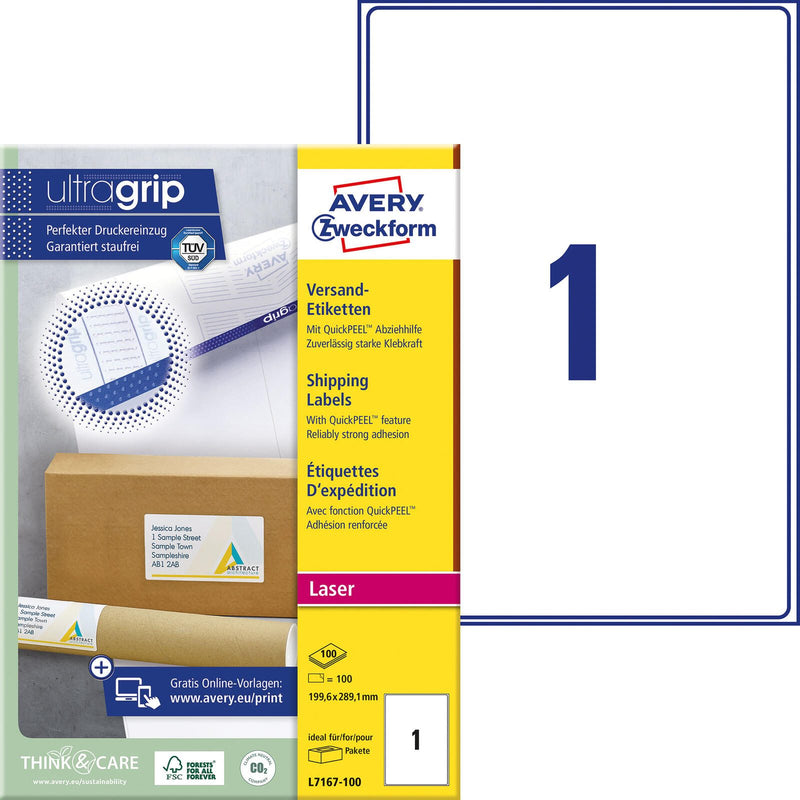 AVERY Zweckform Versandetiketten L7167-100 weiß 199,6 x 289,1 mm