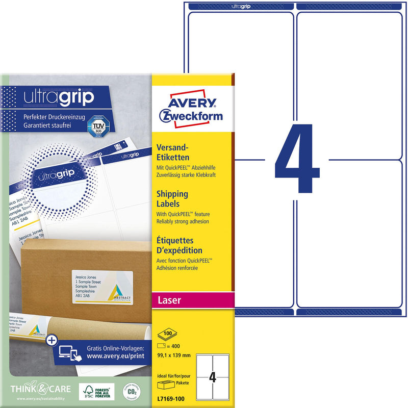 AVERY Zweckform Versandetiketten L7169-100 weiß 99,1 x 139,0 mm