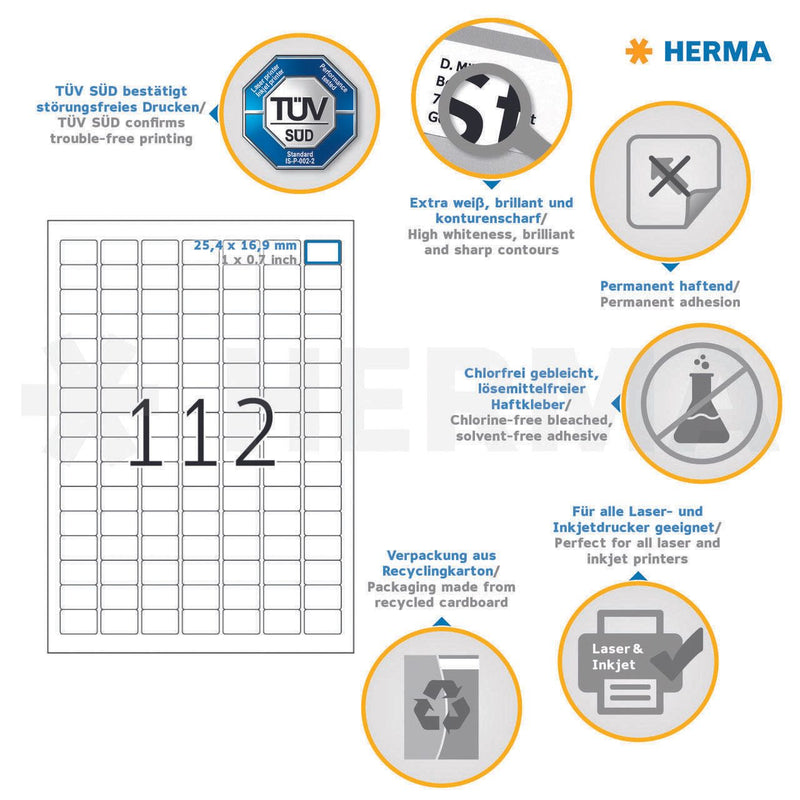 HERMA Etiketten 4334 weiß 25,4 x 16,9 mm