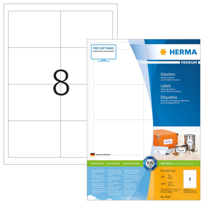 HERMA Etiketten 4624 weiß 97,0 x 67,7 mm