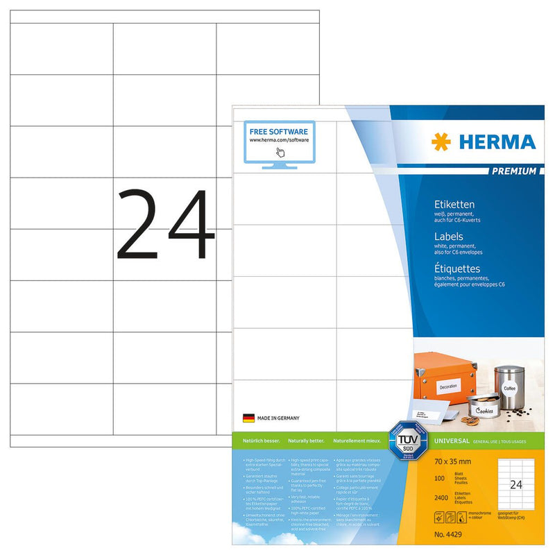 HERMA Etiketten 4429 weiß 70,0 x 35,0 mm