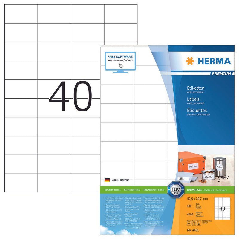 HERMA Etiketten 4461 weiß 52,5 x 29,7 mm