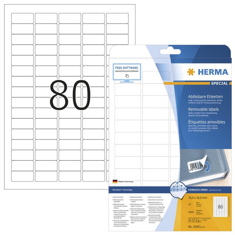 HERMA Movables Etiketten weiß 35,6 x 16,9 mm