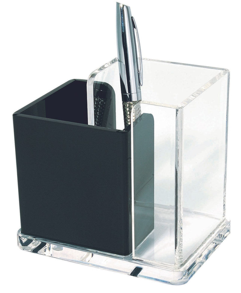 WEDO Acryl Exklusiv Stiftehalter 12,0 x 8,5 x 10,0 cm glasklar/schwarz