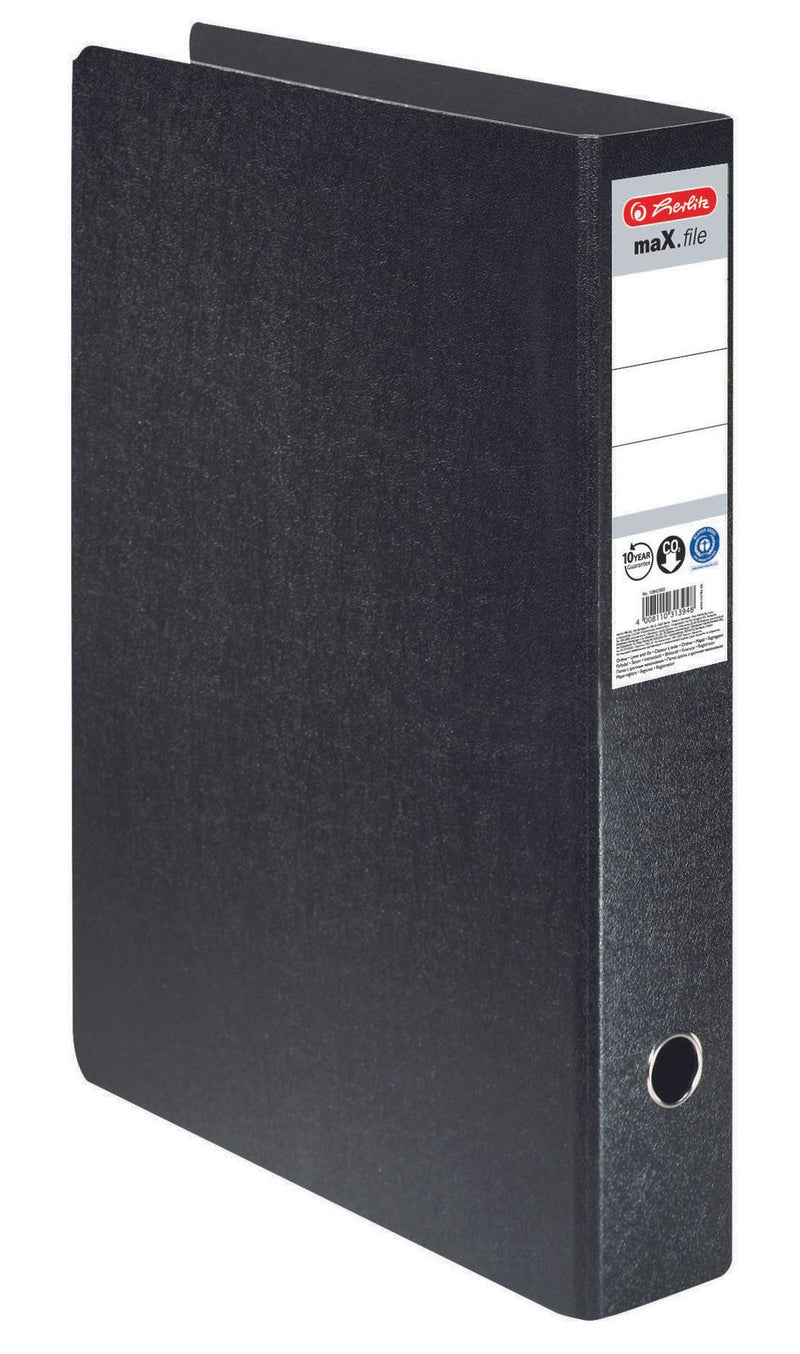 herlitz Ordner Rückenbreite 7.5 cm DIN A3 hoch Karton schwarz marmoriert