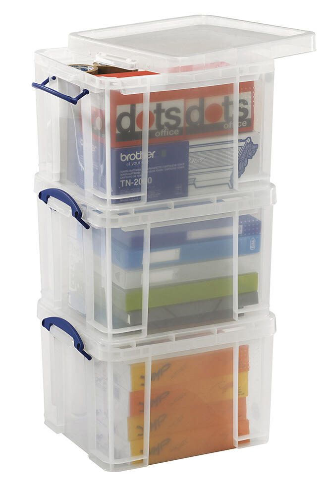 Really Useful Box Aufbewahrungsboxen 3x 35,0 l transparent 48,0 x 39,0 x 31,0 cm + GRATIS 1 St.
