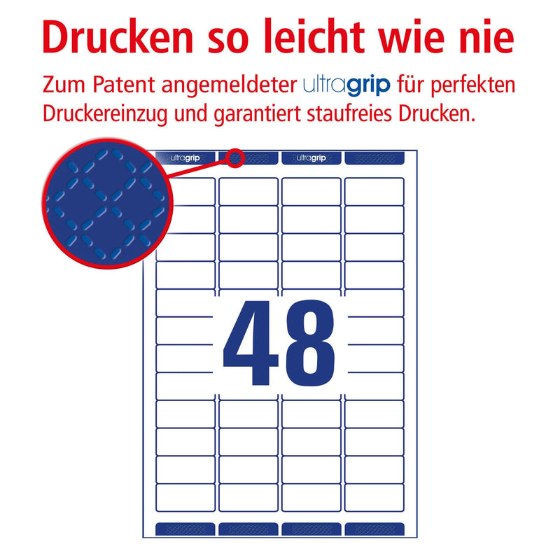 AVERY Zweckform Adressetiketten L7636-25 weiß 45,7 x 21,2 mm