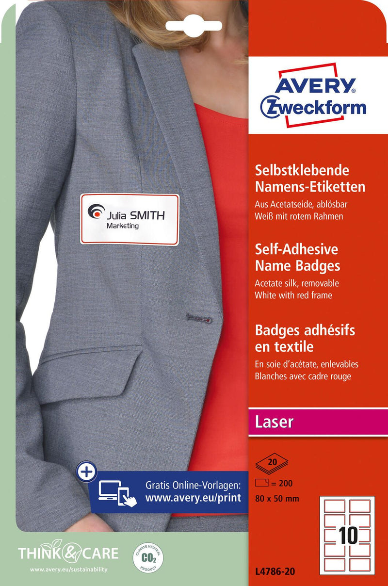 AVERY Zweckform Namensetiketten L4786-20 weiß 80,0 x 50,0 mm