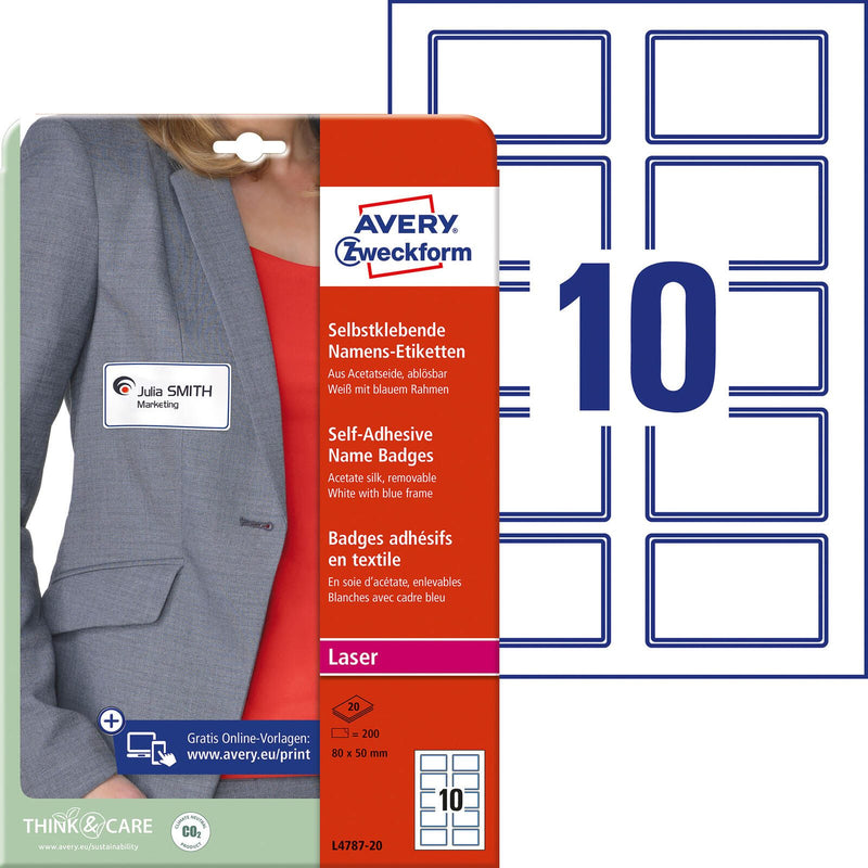 AVERY Zweckform Namensetiketten L4787-20 weiß 80,0 x 50,0 mm