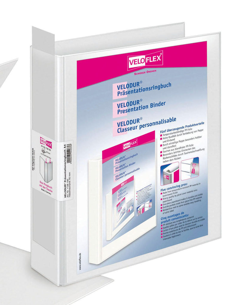 VELOFLEX Präsentationsordner 6.5 cm DIN A4 Kunststoff weiß
