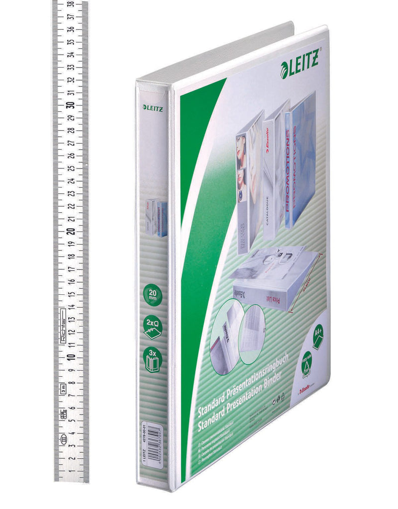 LEITZ Präsentationsringbücher 2-Ringe DIN A4 3.7 cm weiß