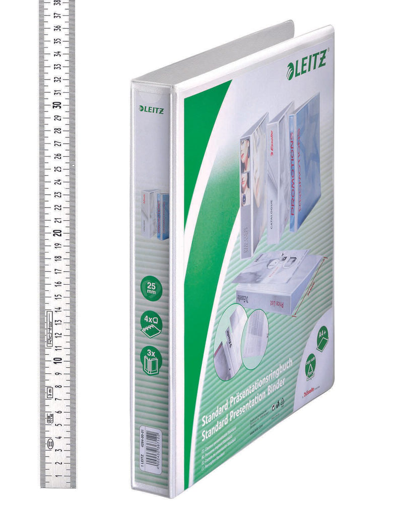 LEITZ Präsentationsringbücher 4-Ringe DIN A4 4.4 cm weiß
