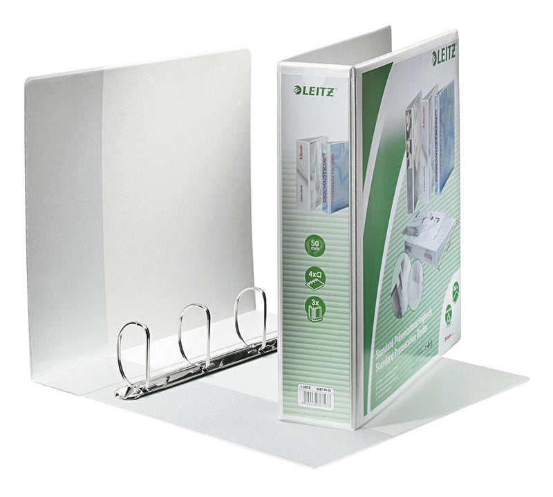LEITZ Präsentationsringbücher 4-Ringe DIN A4 7.7 cm weiß