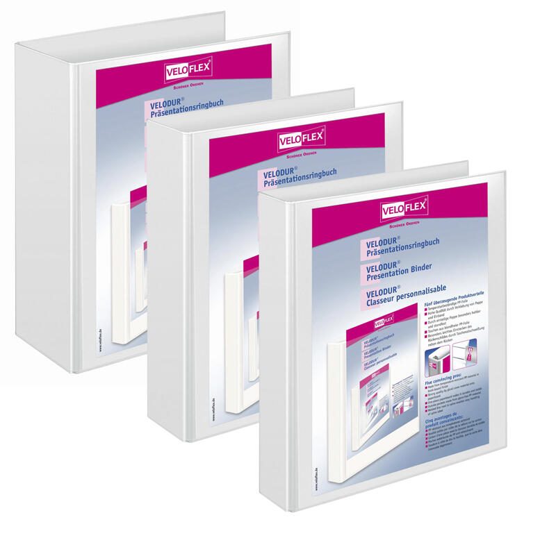 VELOFLEX Präsentationsringbücher 2-Ringe DIN A4 2 cm weiß