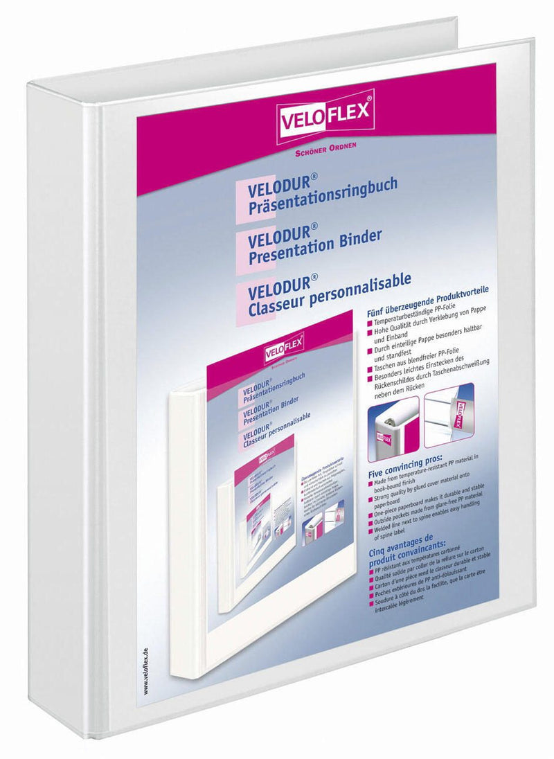 VELOFLEX Präsentationsringbücher 2-Ringe DIN A4 4 cm weiß