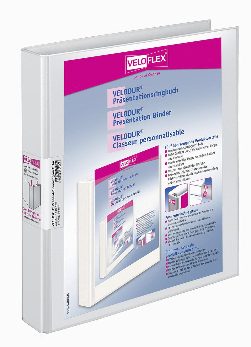 VELOFLEX Präsentationsringbücher 4-Ringe DIN A4 4 cm weiß