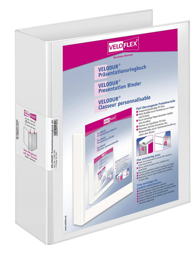 VELOFLEX Präsentationsringbücher 2-Ringe DIN A4 7 cm weiß